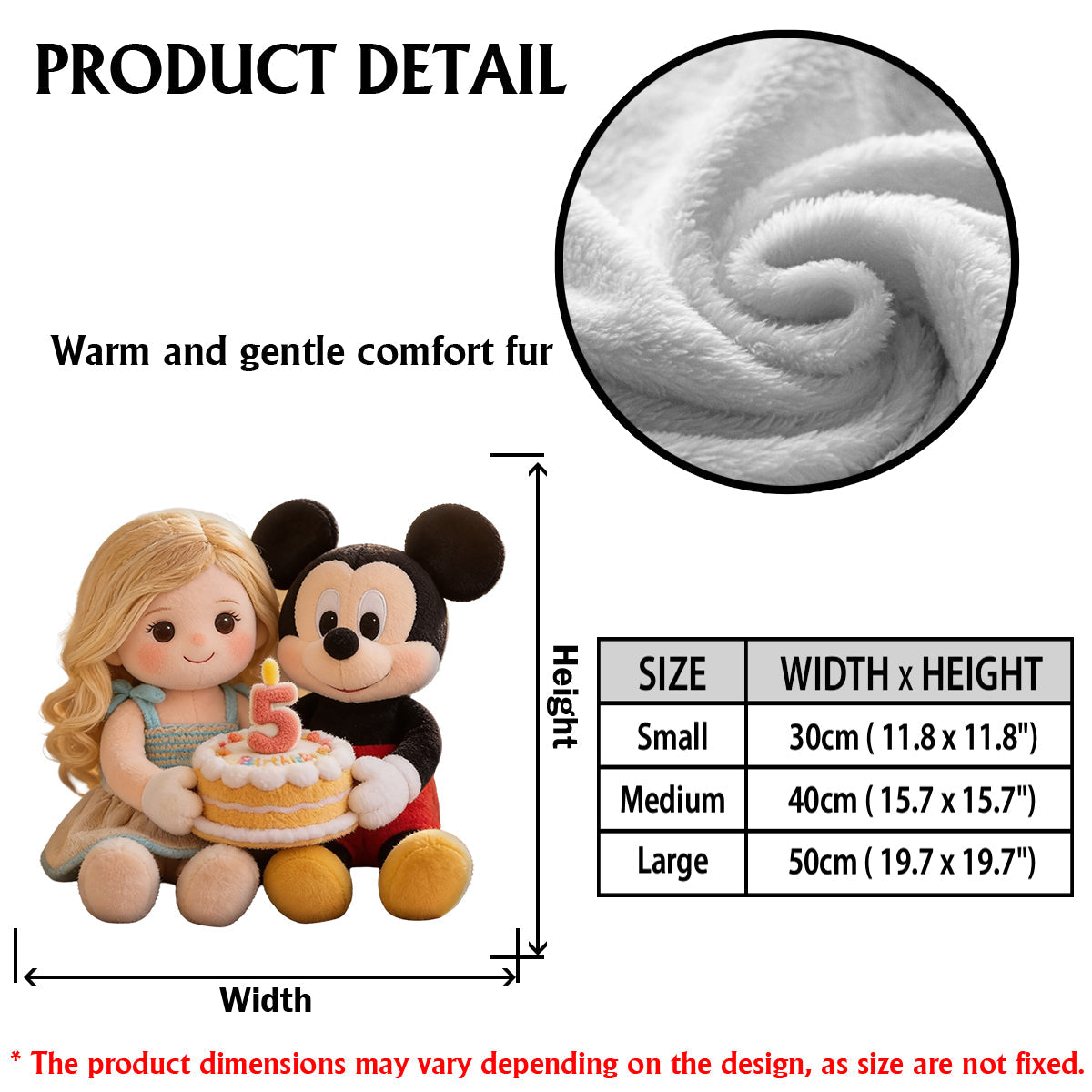 Cartoon Mouse & Friend, Birthday Gift - Personalized Kid Premium Faux Fur Pillow
