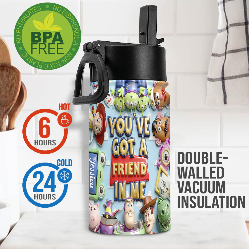 You've Got A Friend In Me - Personalized Toy Story Kid Bottle With Plush Charm
