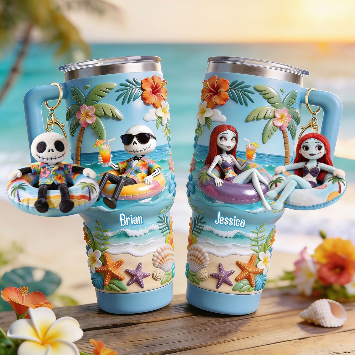 Summer Vibes - Personalized Nightmare Tumbler With Plush Charm