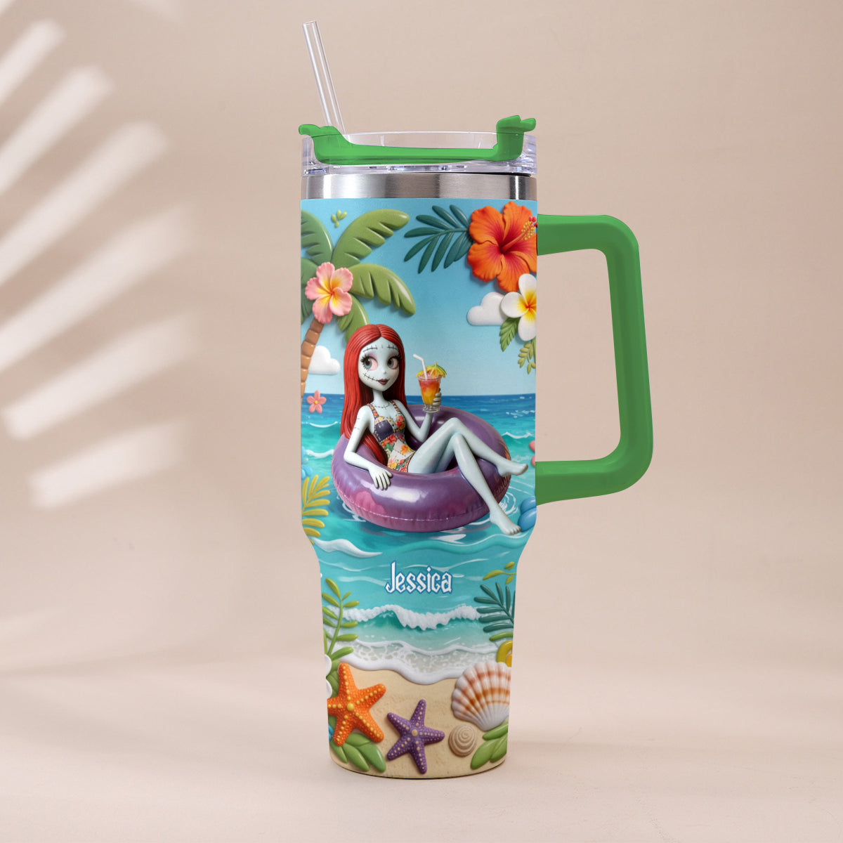 Summer Vibes - Personalized Nightmare Tumbler With Plush Charm