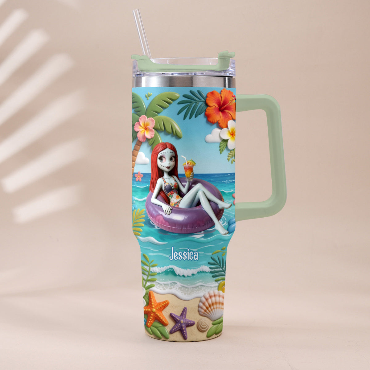 Summer Vibes - Personalized Nightmare Tumbler With Plush Charm