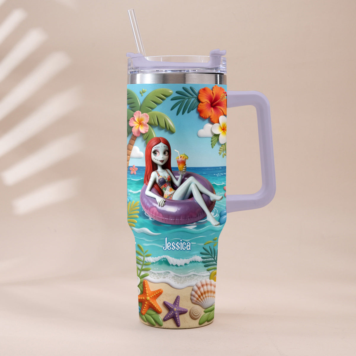 Summer Vibes - Personalized Nightmare Tumbler With Plush Charm