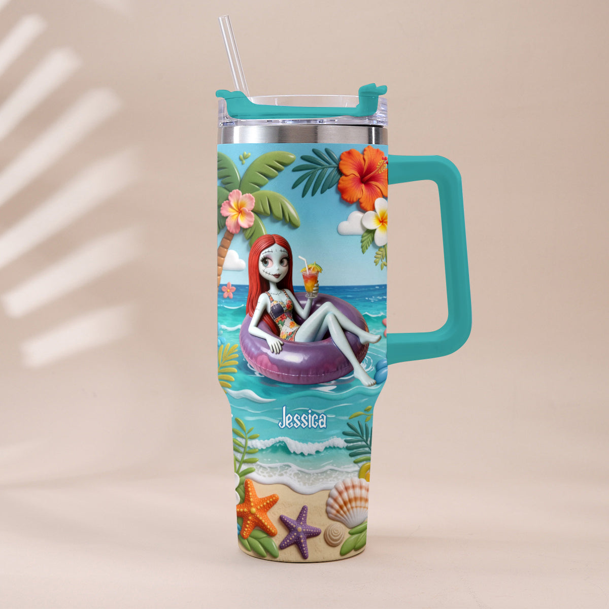 Summer Vibes - Personalized Nightmare Tumbler With Plush Charm