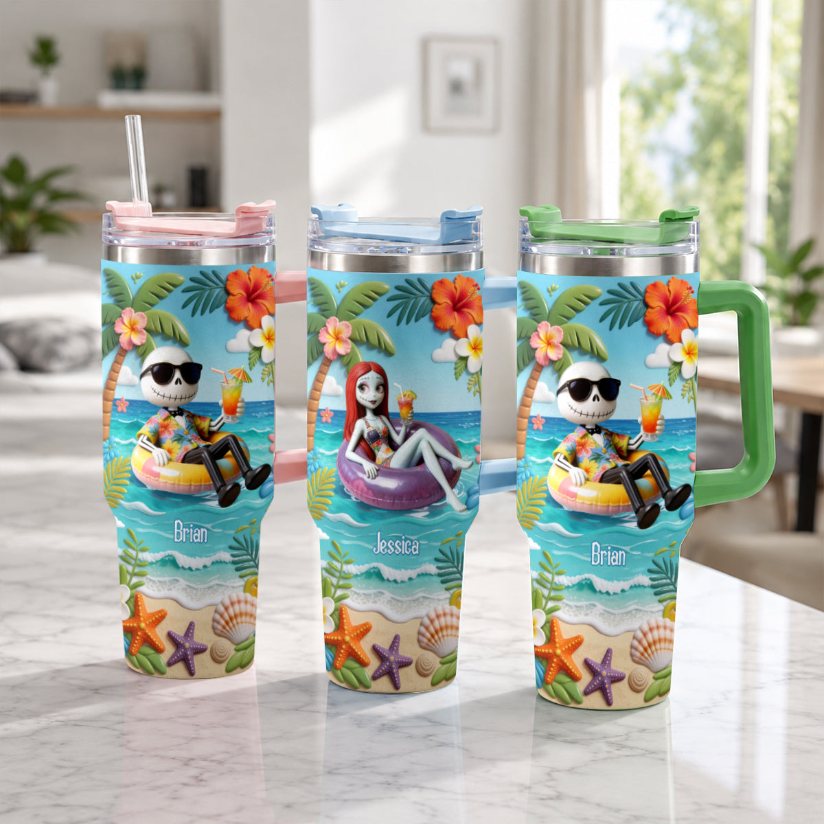 Summer Vibes - Personalized Nightmare Tumbler With Plush Charm