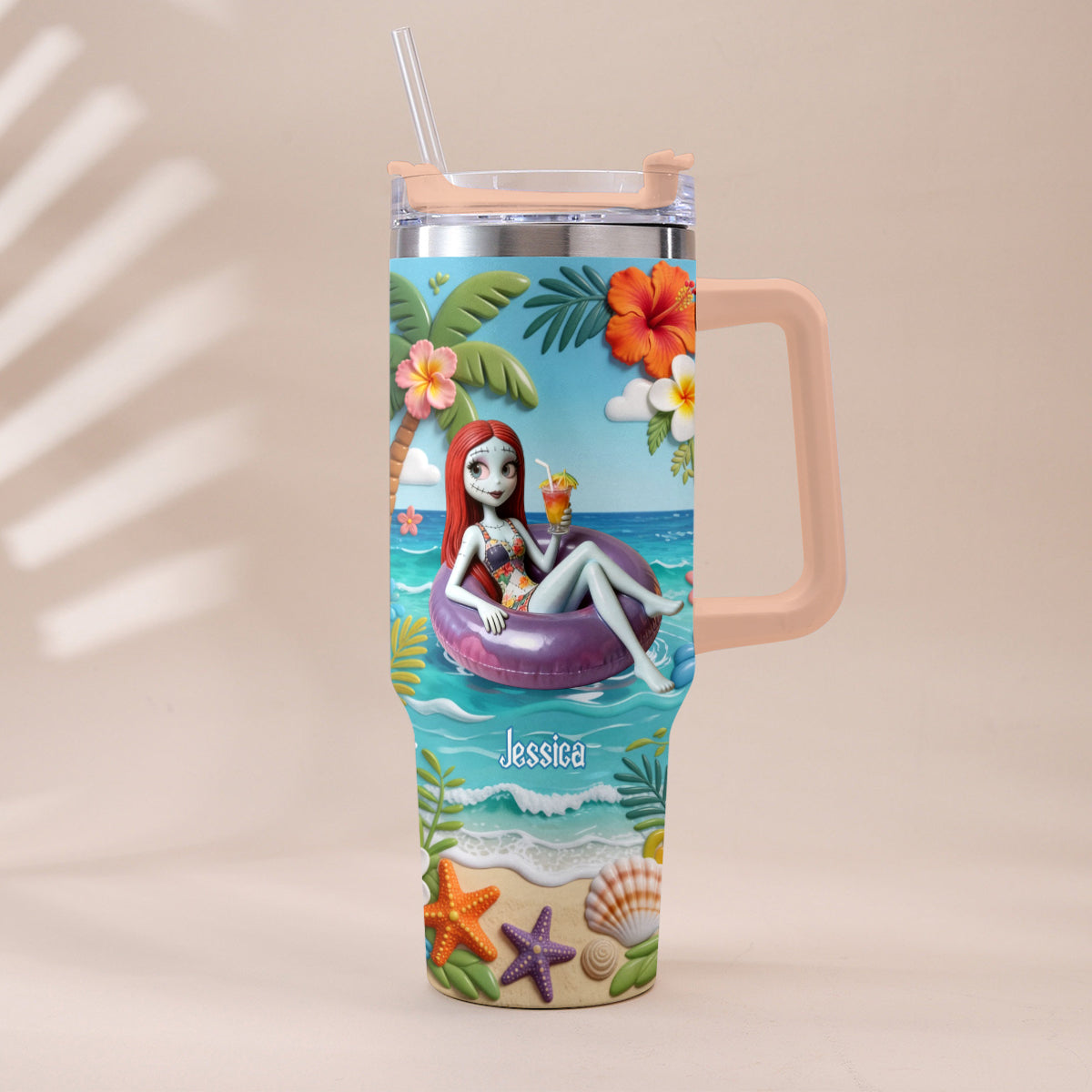 Summer Vibes - Personalized Nightmare Tumbler With Plush Charm