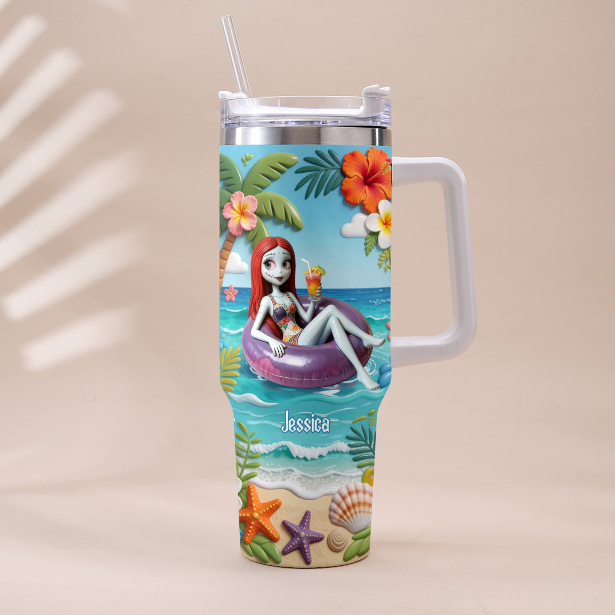 Summer Vibes - Personalized Nightmare Tumbler With Plush Charm