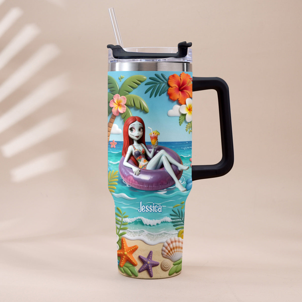 Summer Vibes - Personalized Nightmare Tumbler With Plush Charm