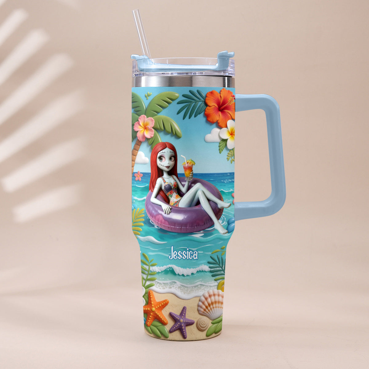 Summer Vibes - Personalized Nightmare Tumbler With Plush Charm