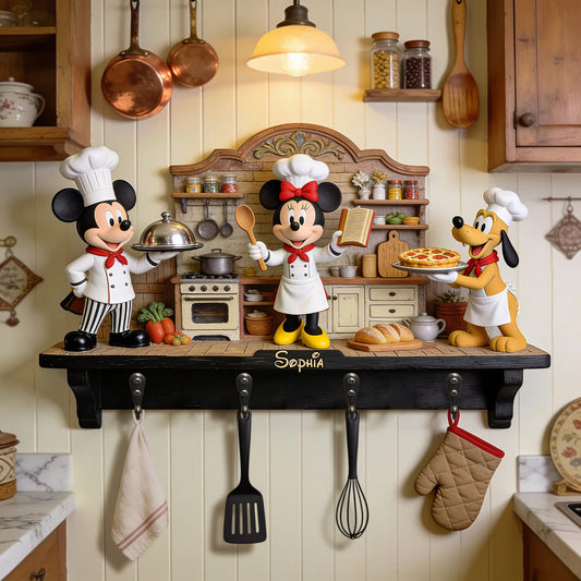 Funny Mouse Chef Wall Hook Rack, Utensil Hooks, Kitchen Towel Hooks - Personalized Cooking Custom Shaped Wall Hook Rack