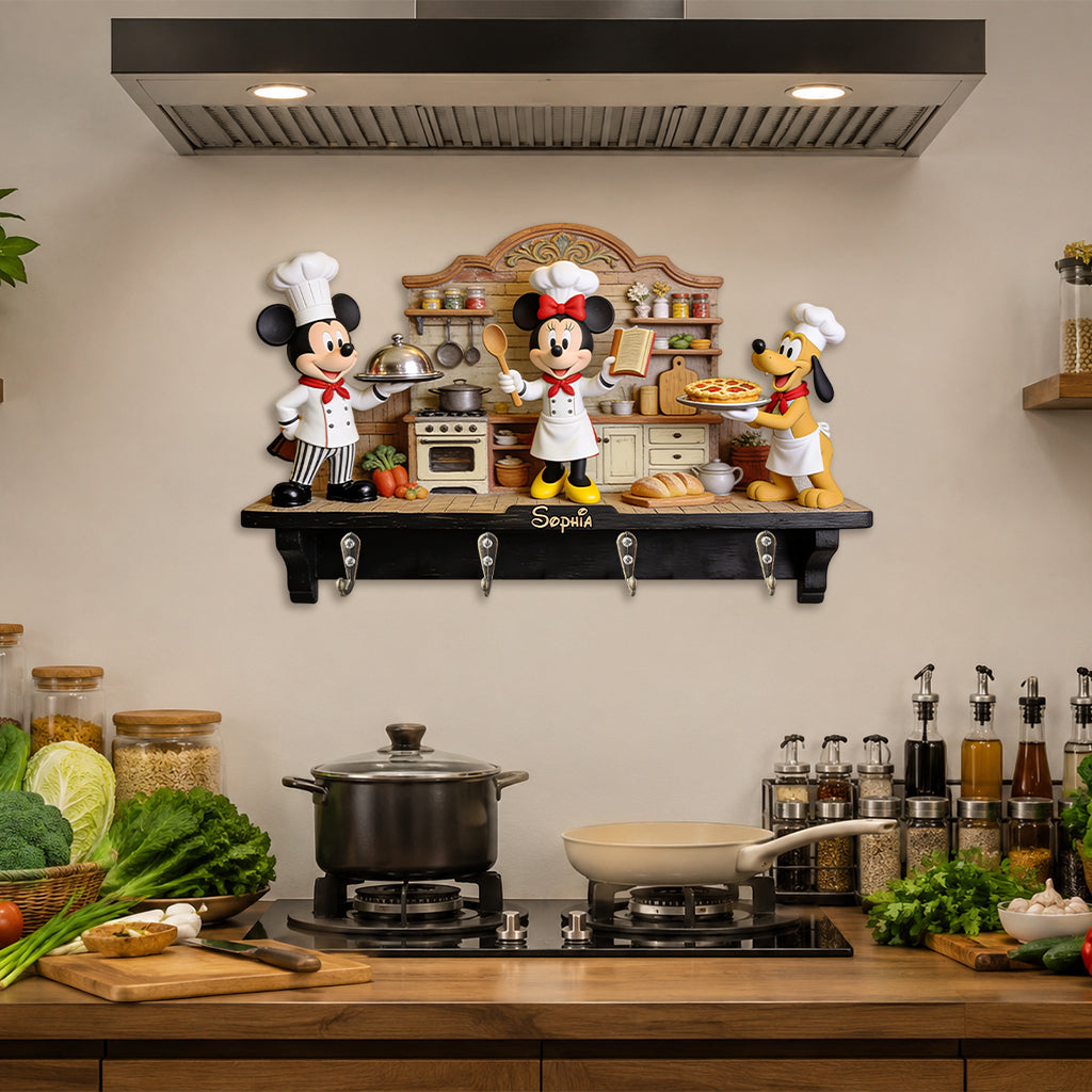 Funny Mouse Chef Wall Hook Rack, Utensil Hooks, Kitchen Towel Hooks - Personalized Cooking Custom Shaped Wall Hook Rack