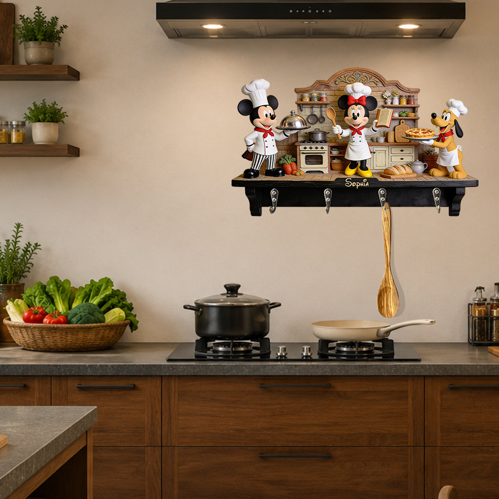 Funny Mouse Chef Wall Hook Rack, Utensil Hooks, Kitchen Towel Hooks - Personalized Cooking Custom Shaped Wall Hook Rack