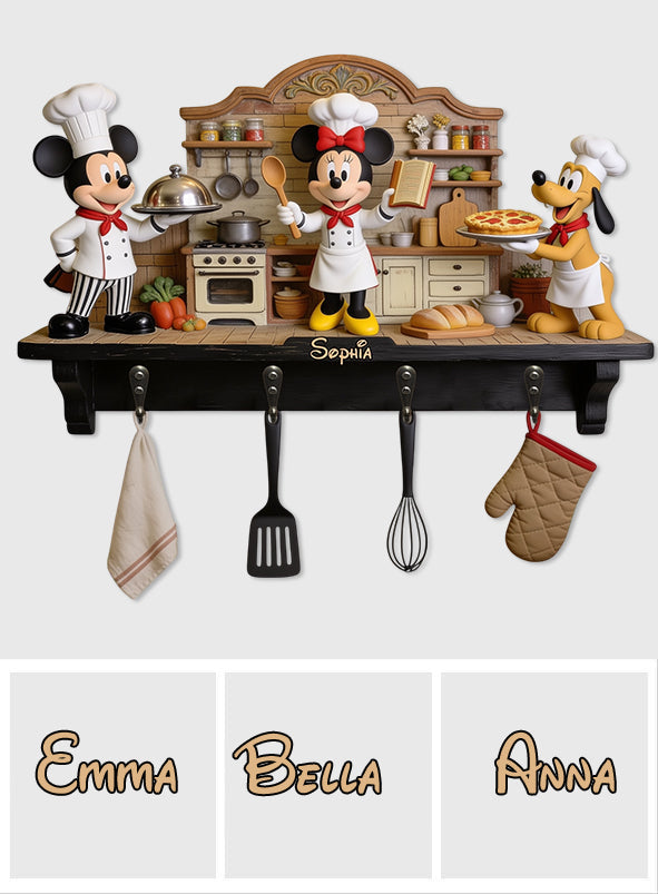 Funny Mouse Chef Wall Hook Rack, Utensil Hooks, Kitchen Towel Hooks - Personalized Cooking Custom Shaped Wall Hook Rack