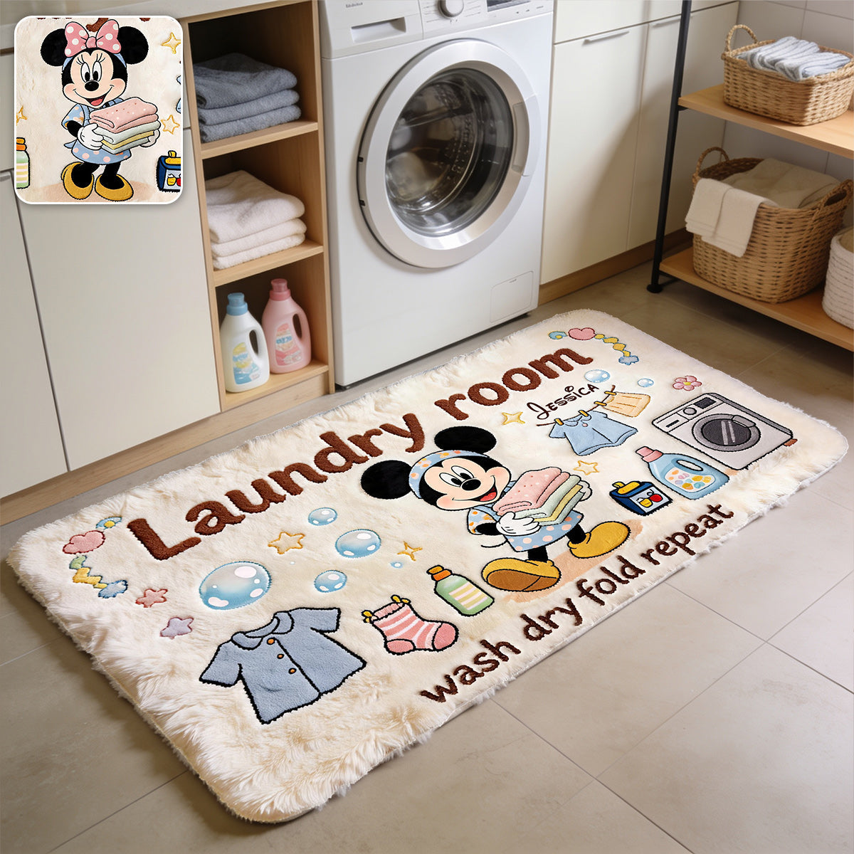 Laundry Room - Personalized Mouse Non-Slip Tufted Rug