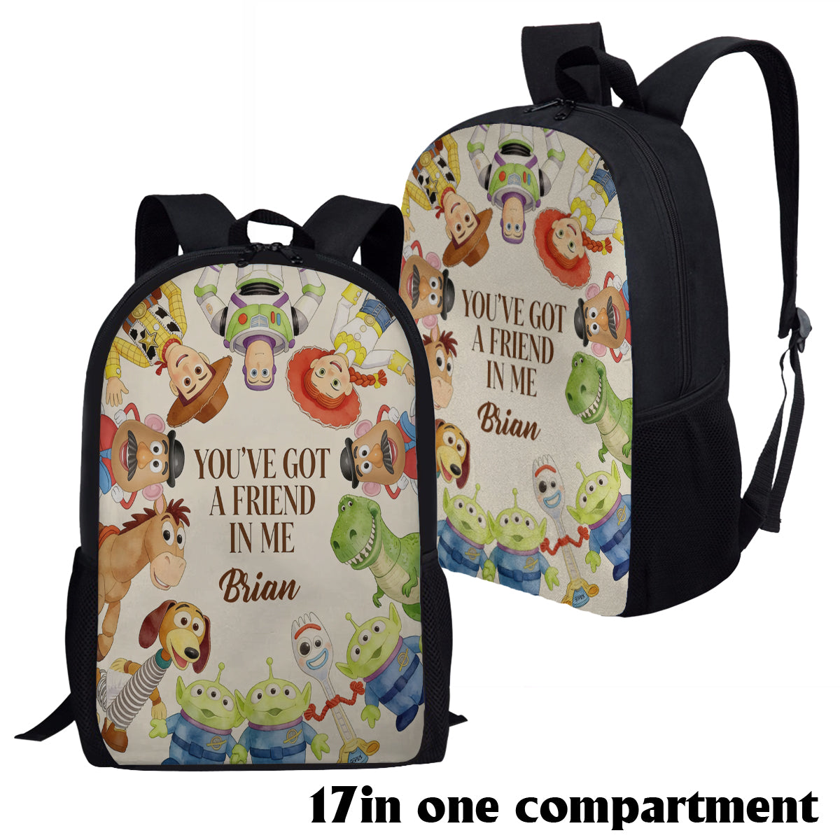 You've Got A Friend In Me - Personalized Toy Story Backpack With Acrylic Charm