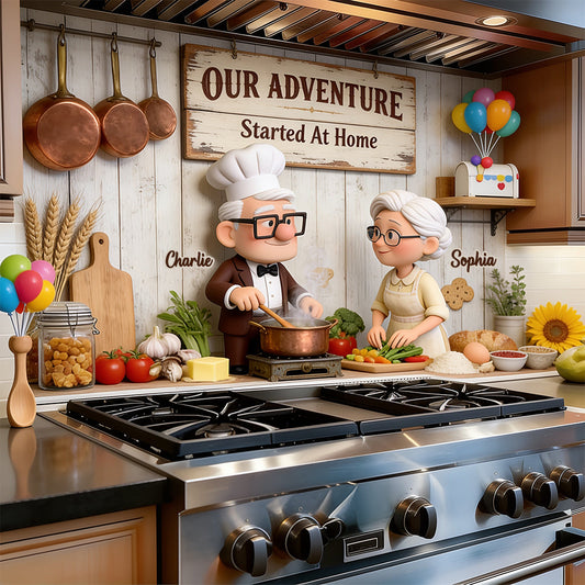 Old Couple Oil-Proof Backsplash Decal - Personalized Up Movie Couple Wall Decal