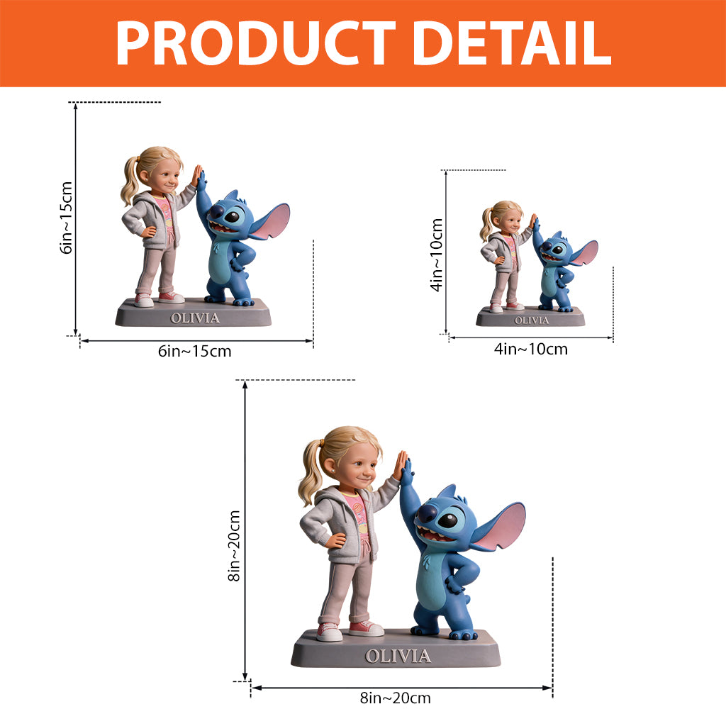 Blue Alien Friend - Personalized Ohana Custom Shaped Acrylic Plaque