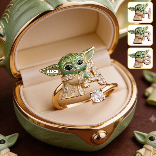 Galaxy Character Holding Love Letter - Personalized The Force Adjustable Shaped Ring