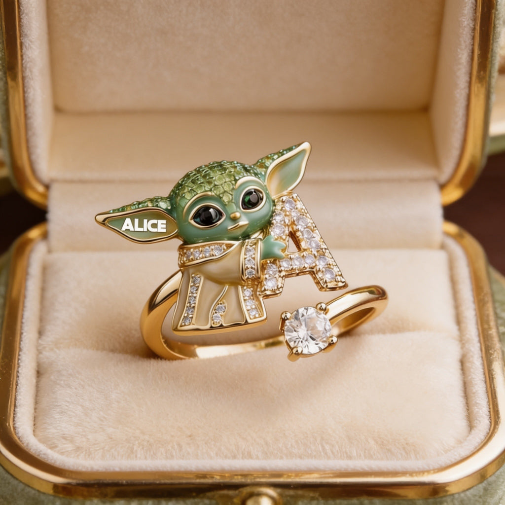 Galaxy Character Holding Love Letter - Personalized The Force Adjustable Shaped Ring