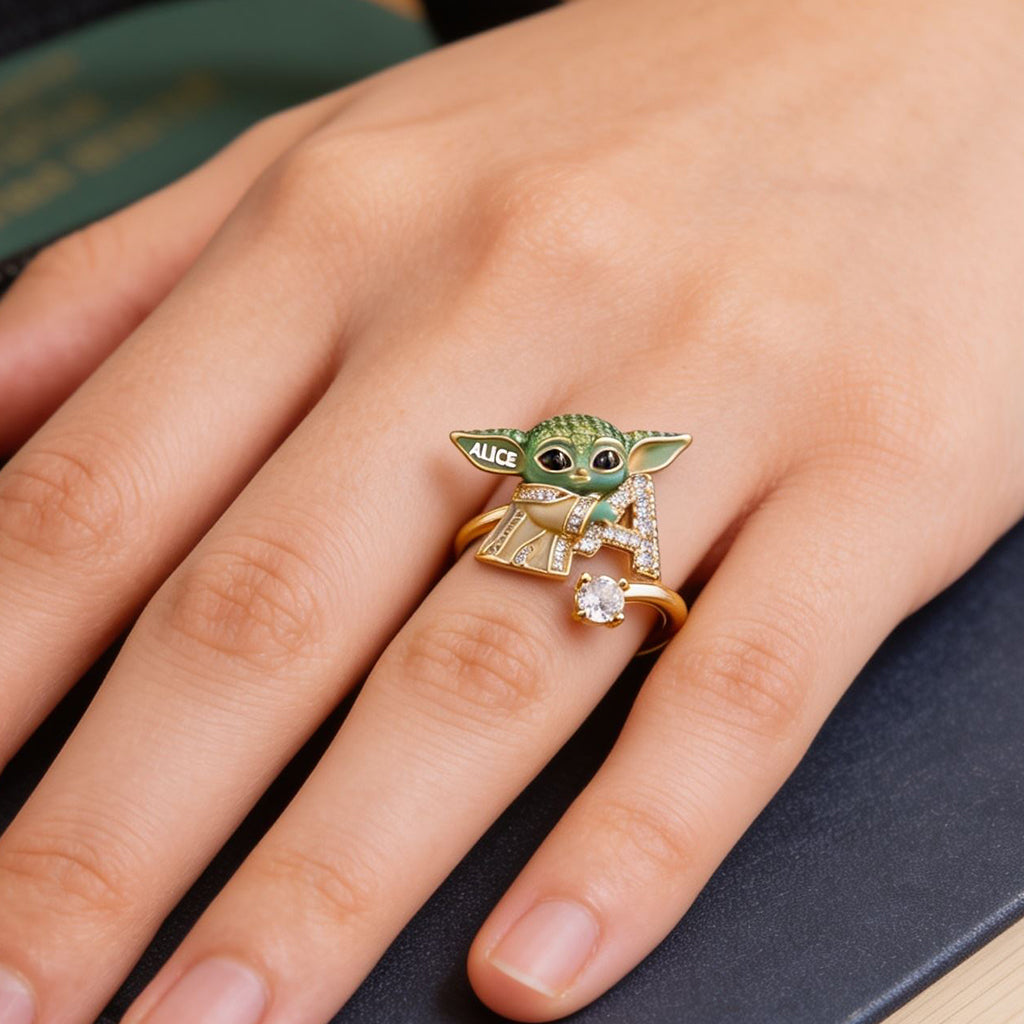 Galaxy Character Holding Love Letter - Personalized The Force Adjustable Shaped Ring