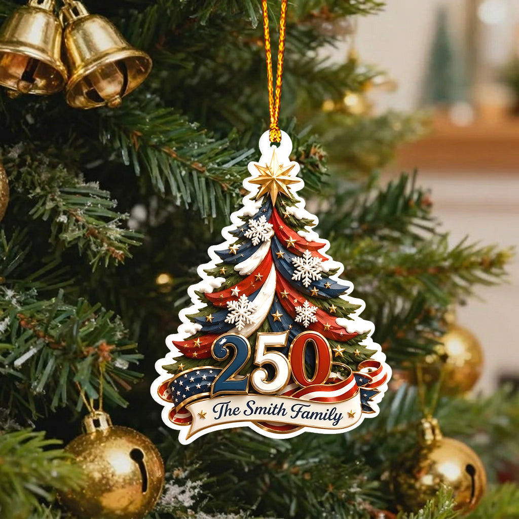 Celebrate 250 Years Of America - Personalized Family Premium 3D Ornament