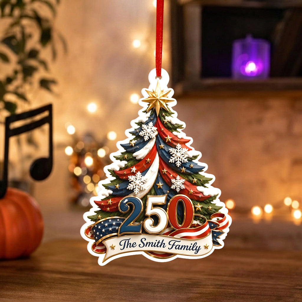 Celebrate 250 Years Of America - Personalized Family Premium 3D Ornament