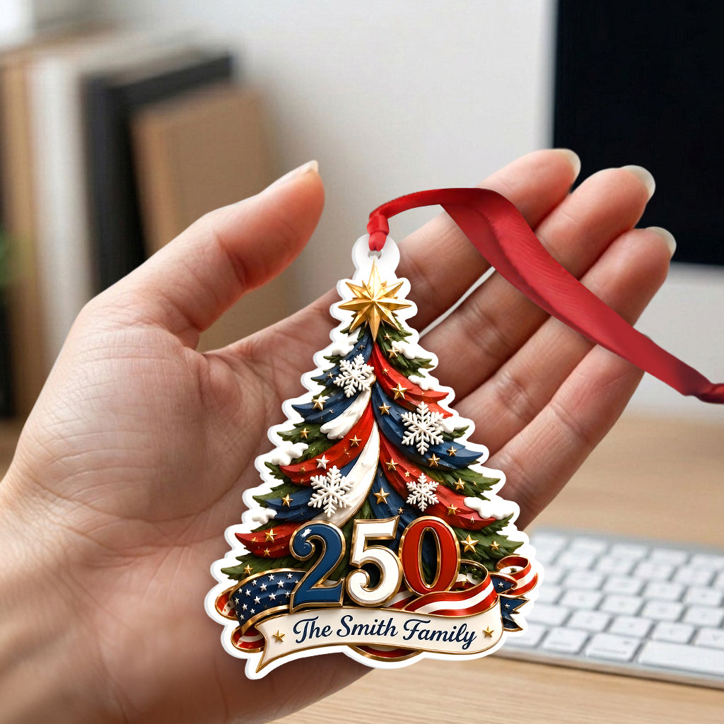 Celebrate 250 Years Of America - Personalized Family Premium 3D Ornament
