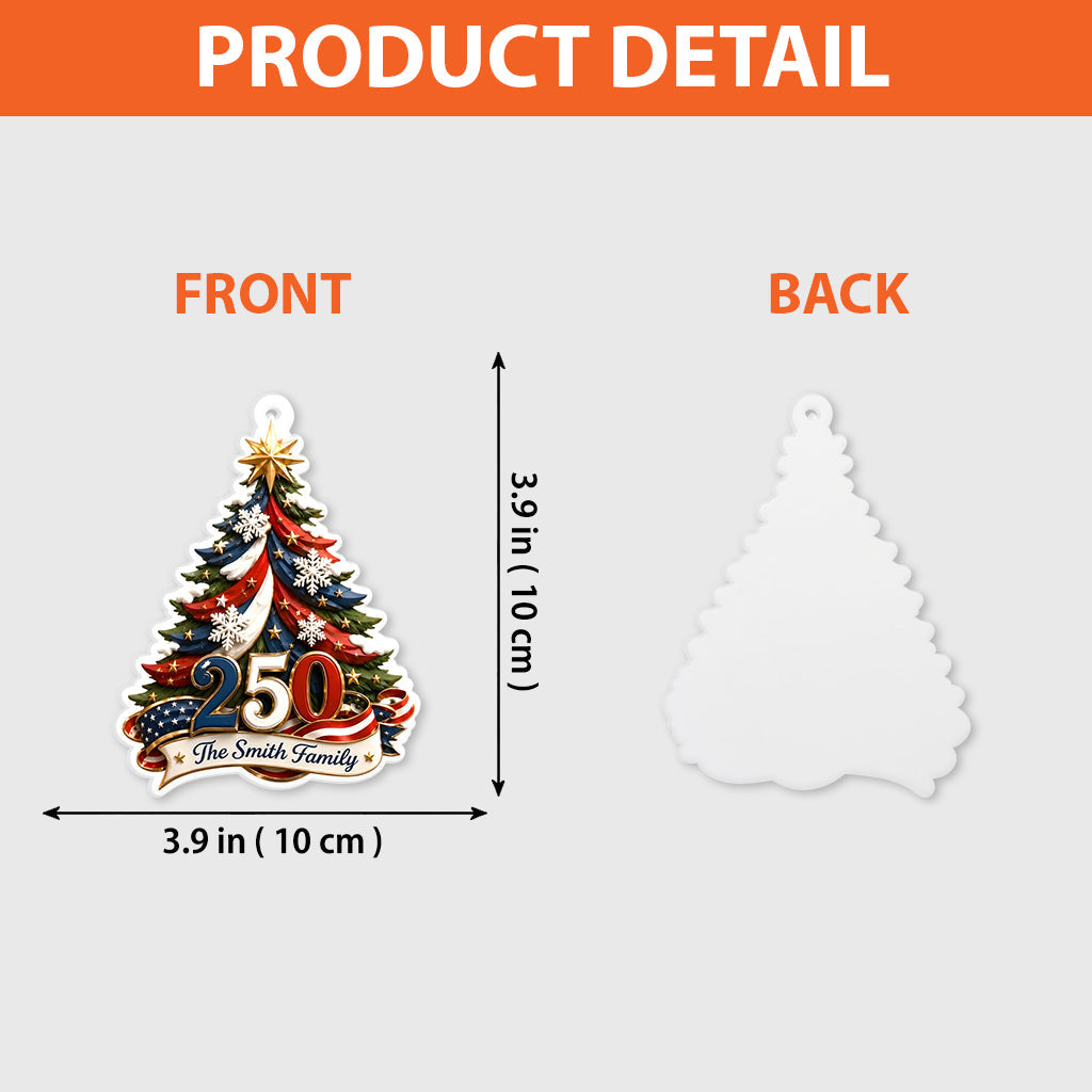 Celebrate 250 Years Of America - Personalized Family Premium 3D Ornament