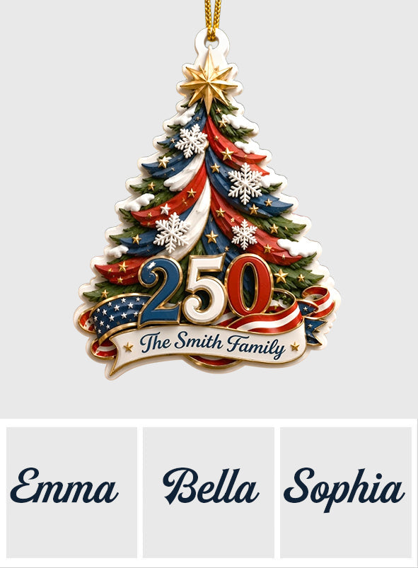 Celebrate 250 Years Of America - Personalized Family Premium 3D Ornament