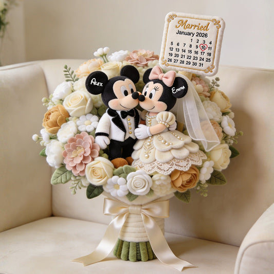 Anniversary Mouse Couple - Personalized Mouse Premium Faux Fur Pillow