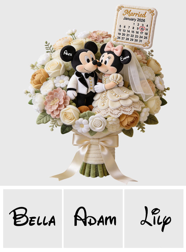 Anniversary Mouse Couple - Personalized Mouse Premium Faux Fur Pillow