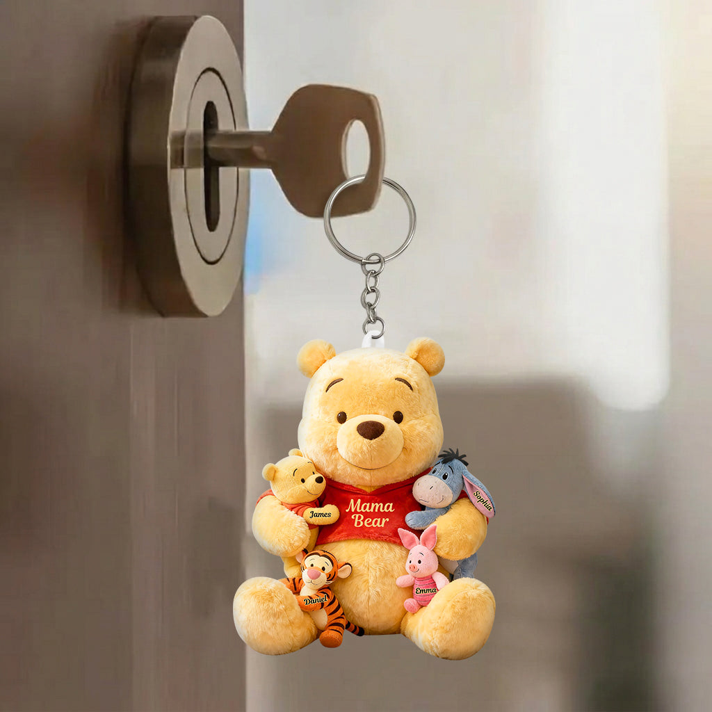 Mama Bear - Personalized Yellow Bear Plush Keychain