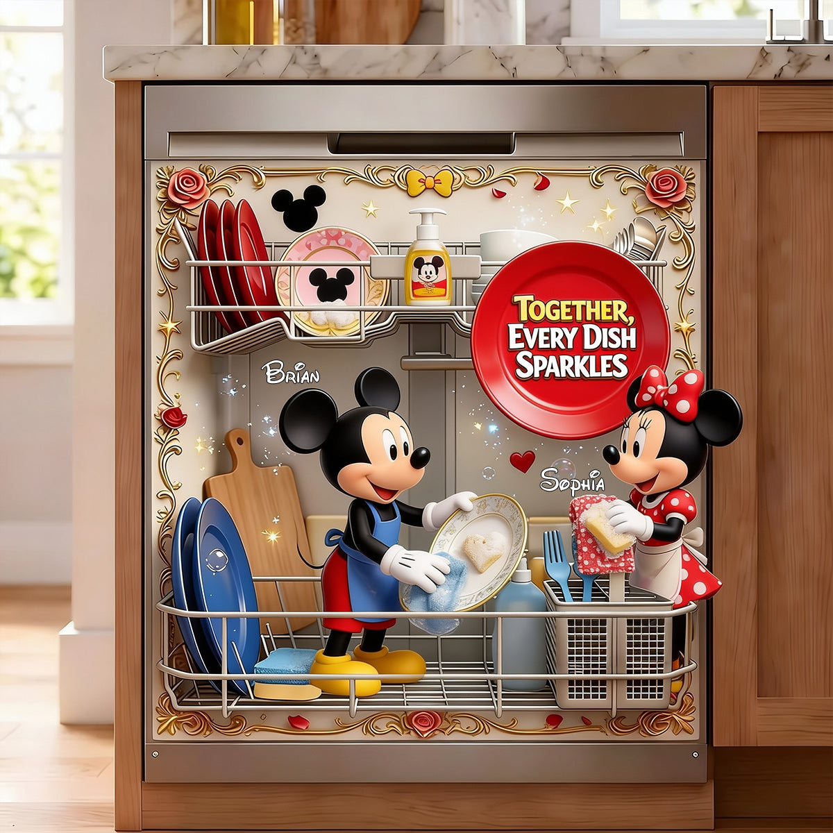 Together, Every Dish Sparkle - Personalized Mouse Dishwasher Cover
