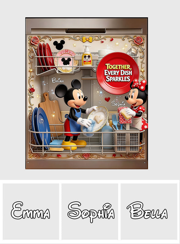 Together, Every Dish Sparkle - Personalized Mouse Dishwasher Cover