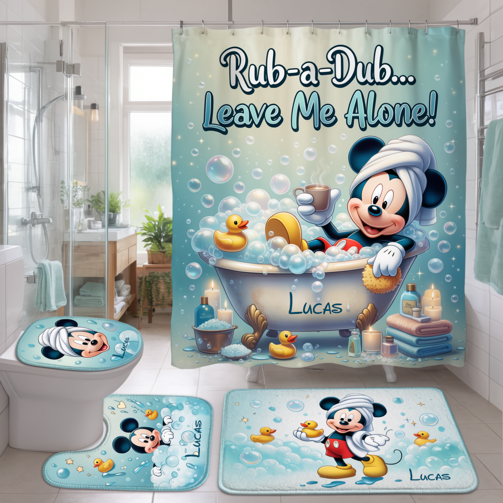 Leave Me Alone - Personalized Mouse Bathroom Curtain & Mats Set