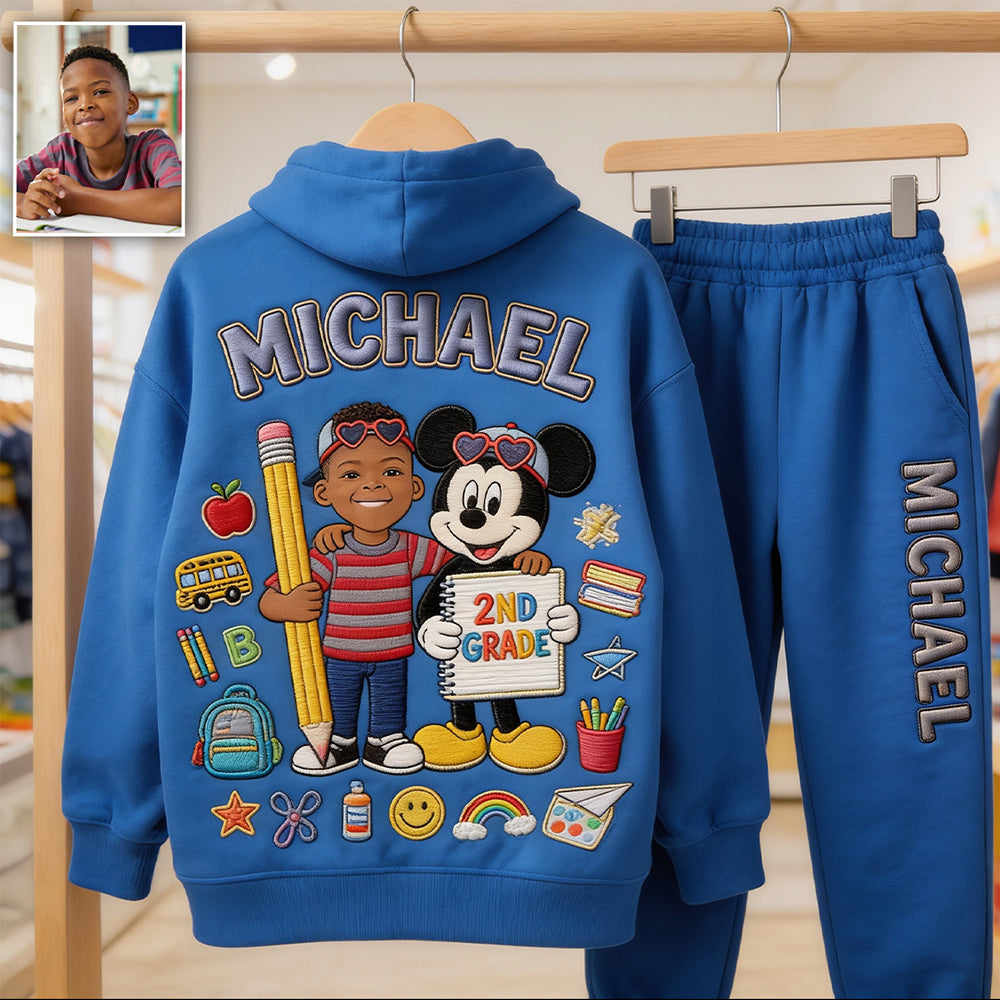 Back To School Gift For Kids - Personalized Mouse Kid Hoodie & Kid Jogger Sweatpants