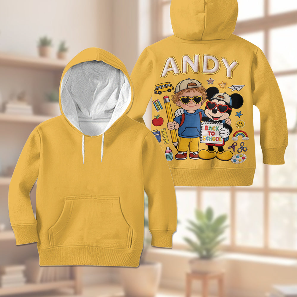 Back To School Gift For Kids - Personalized Mouse Kid Hoodie & Kid Jogger Sweatpants