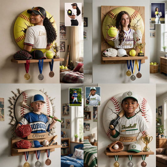 There Is No Crying In Baseball - Personalized Baseball Wooden Floating Shelf
