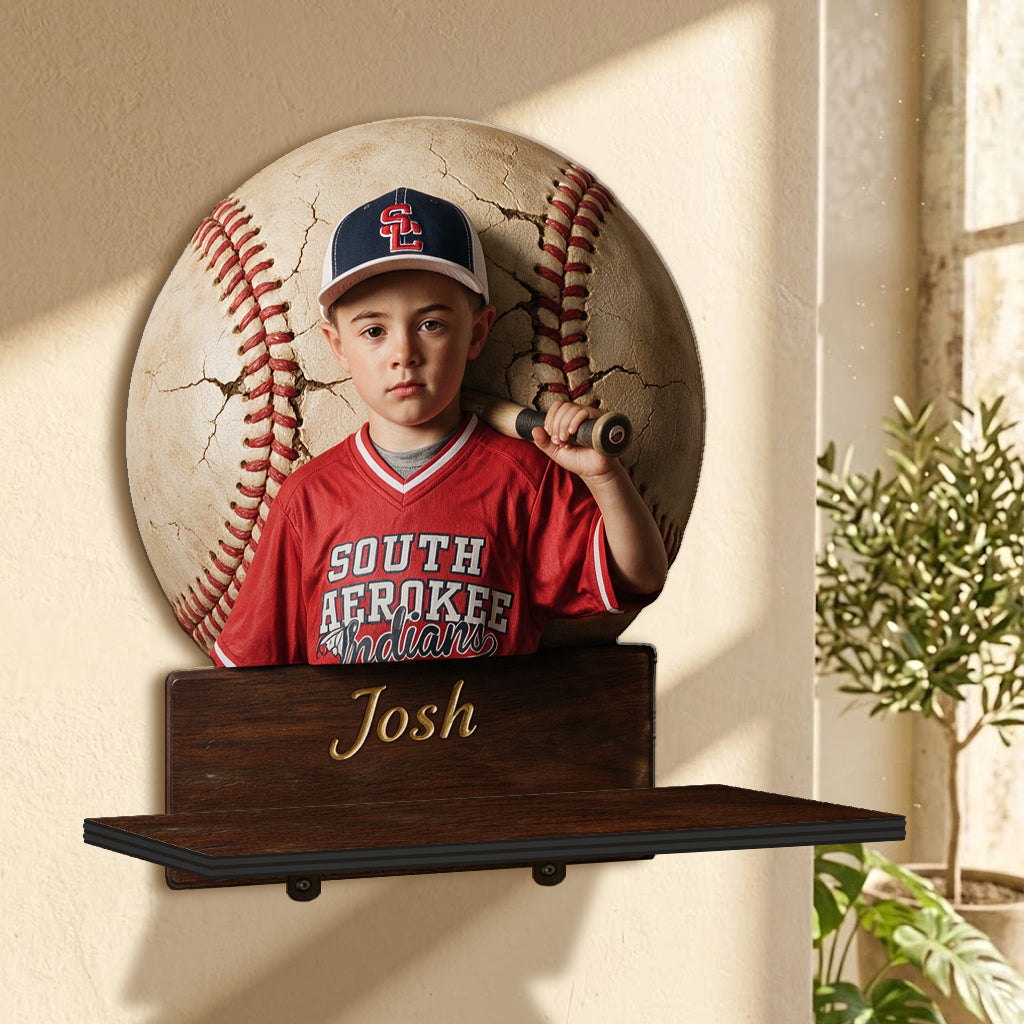 There Is No Crying In Baseball - Personalized Baseball Wooden Floating Shelf