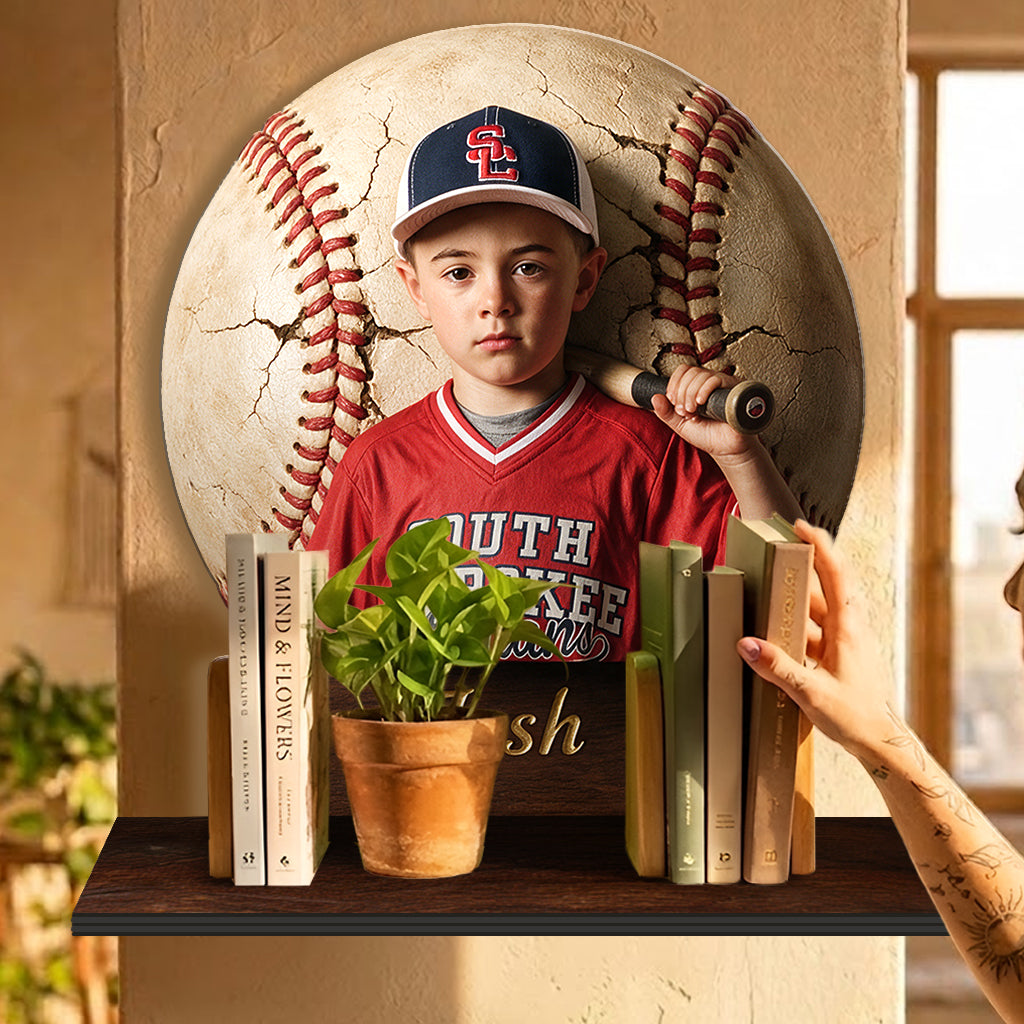 There Is No Crying In Baseball - Personalized Baseball Wooden Floating Shelf