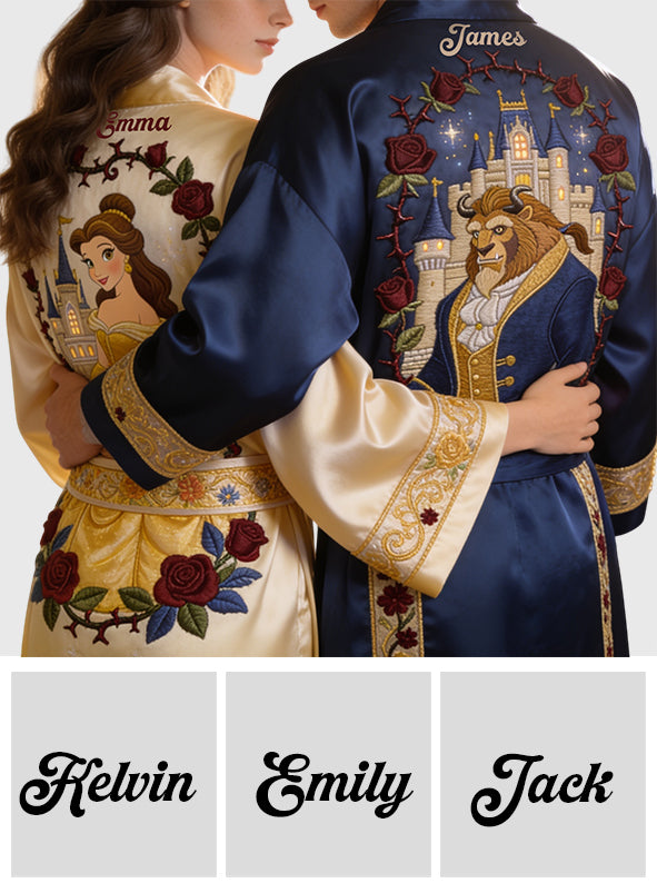 Tale As Old As Time - Personalized Beauty And The Beast Pajama Kimono Robe