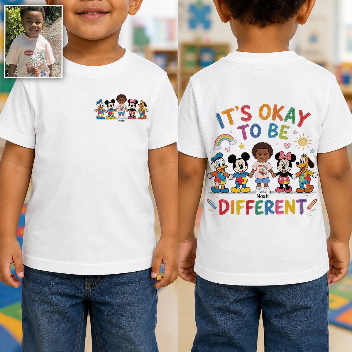 Cute Cartoon Friends Autism Acceptance - Personalized Autism Awareness Kid T-Shirt