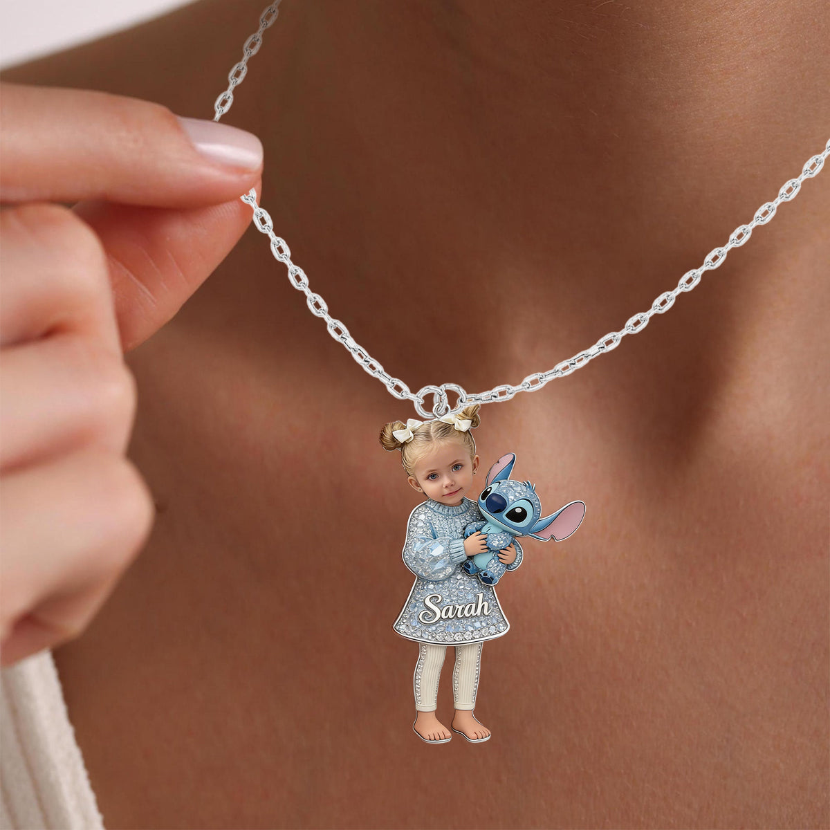 Best Friends - Personalized Ohana Shaped Metal Pendant Necklace