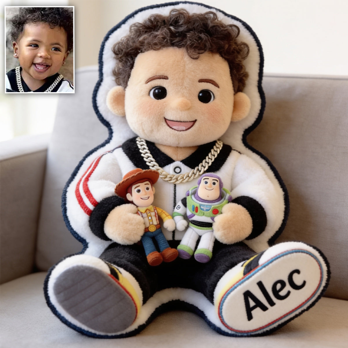 The Story Of Toys - Personalized Movie For Kids Premium Faux Fur Pillow