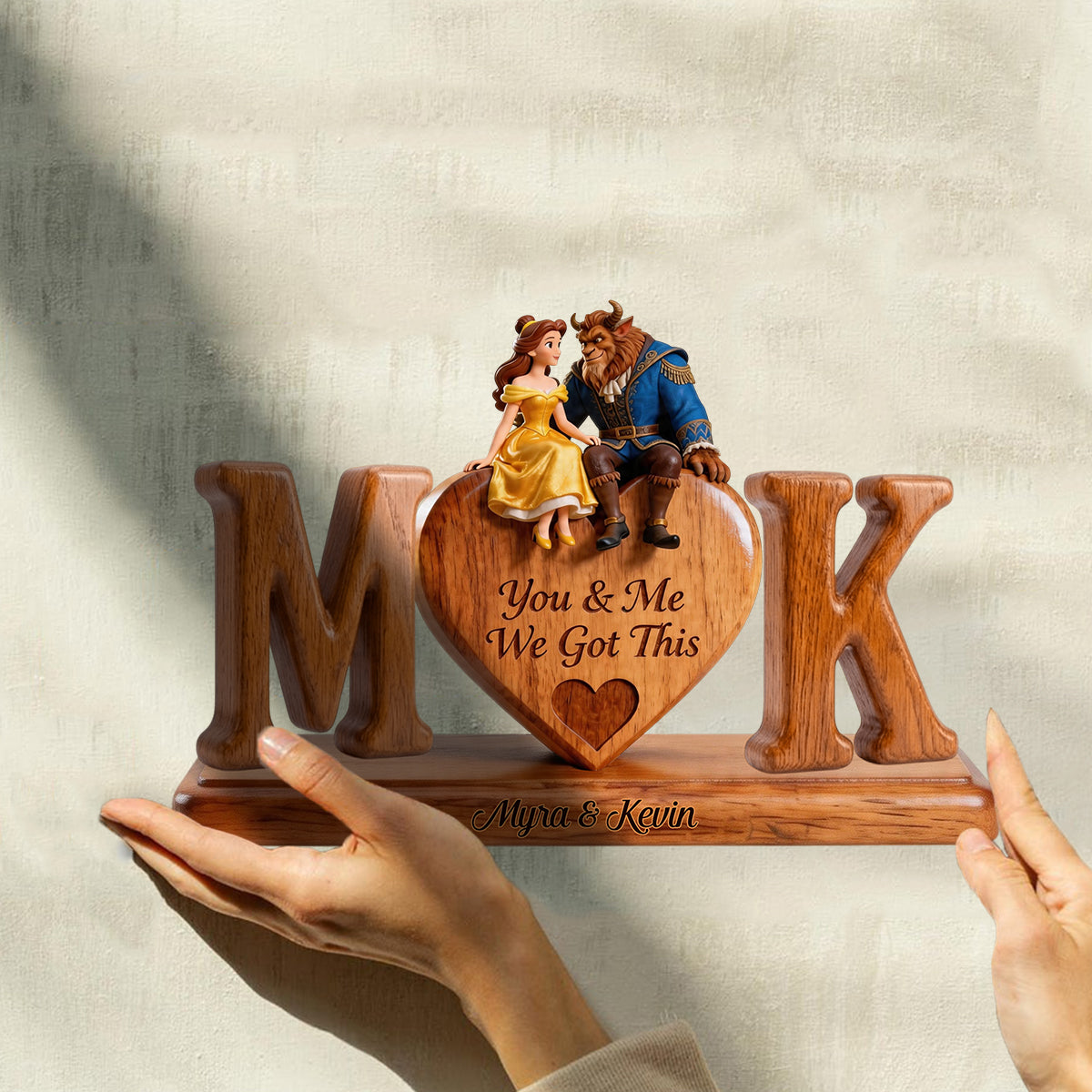 You & Me We Got This - Personalized Beauty And The Beast Custom Shaped Wood Plaque
