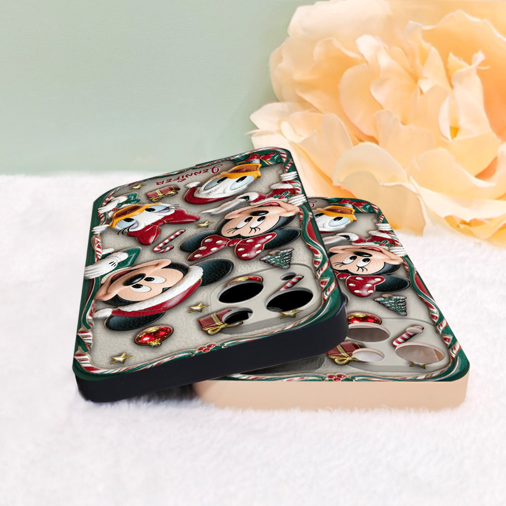 Magical Friends - Personalized Mouse 3D Embossed Leather Phone Case