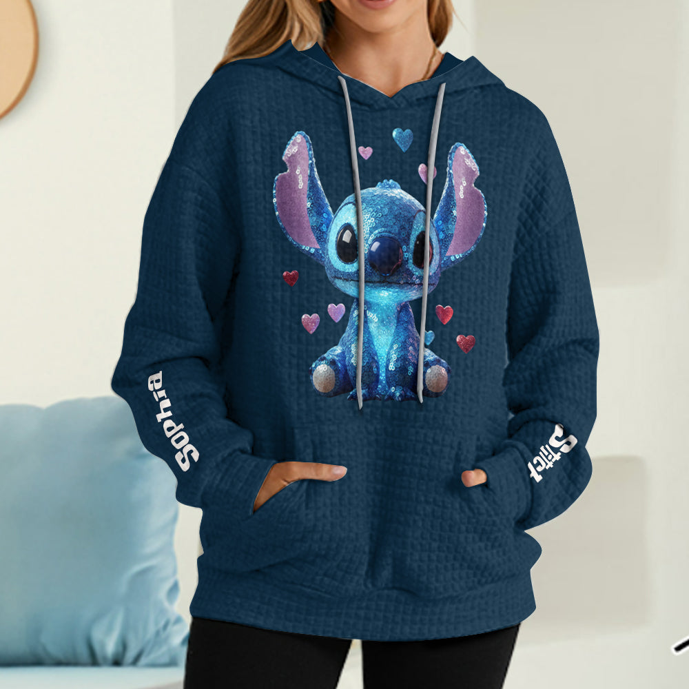 Ohana Means Family - Personalized Ohana Waffle Hoodie
