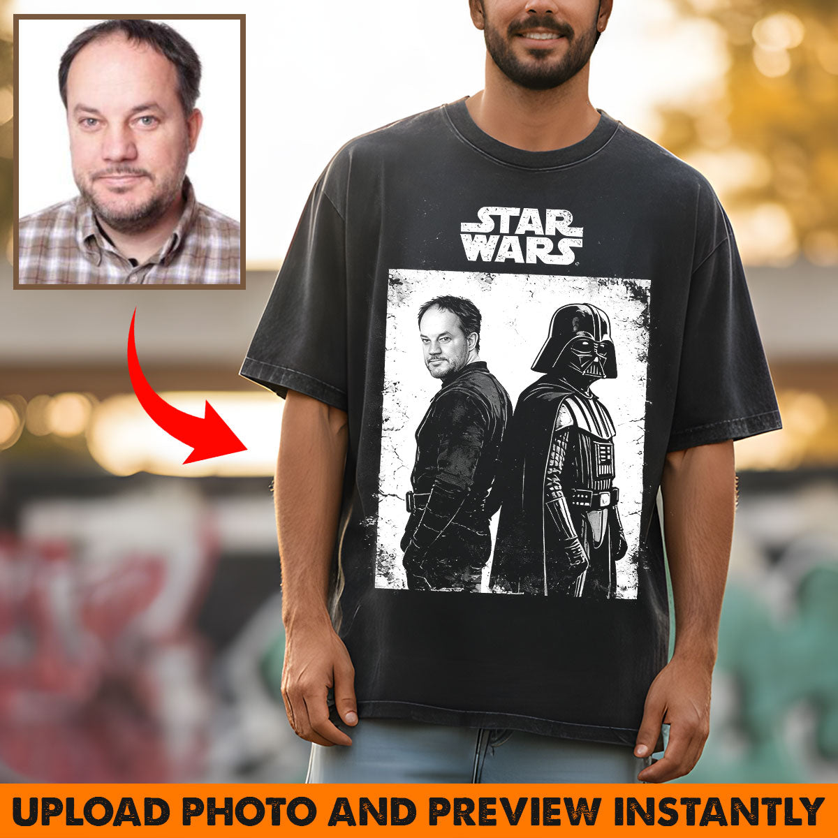 Custom From Any Photo - Personalized The Force Wash T-Shirt