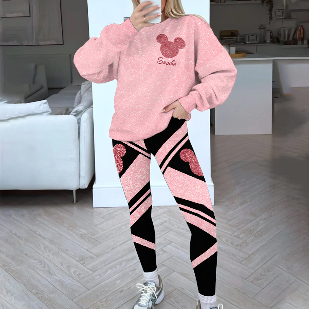 Sparkling Magical Castle - Personalized Mouse All Over Print Crewneck Sweatshirt & Leggings