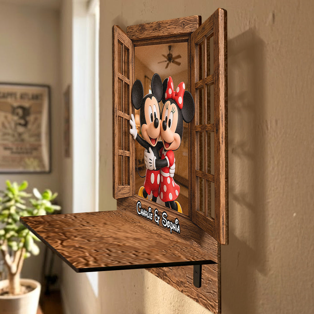You & Me - Personalized Mouse Wooden Floating Shelf