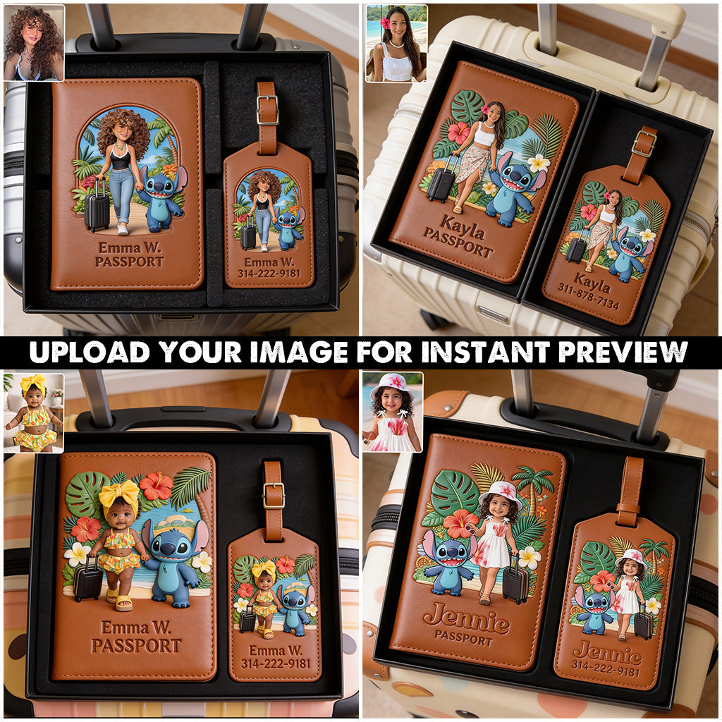 Aloha Adventure - Personalized Ohana Passport Holder & Luggage Tag Set